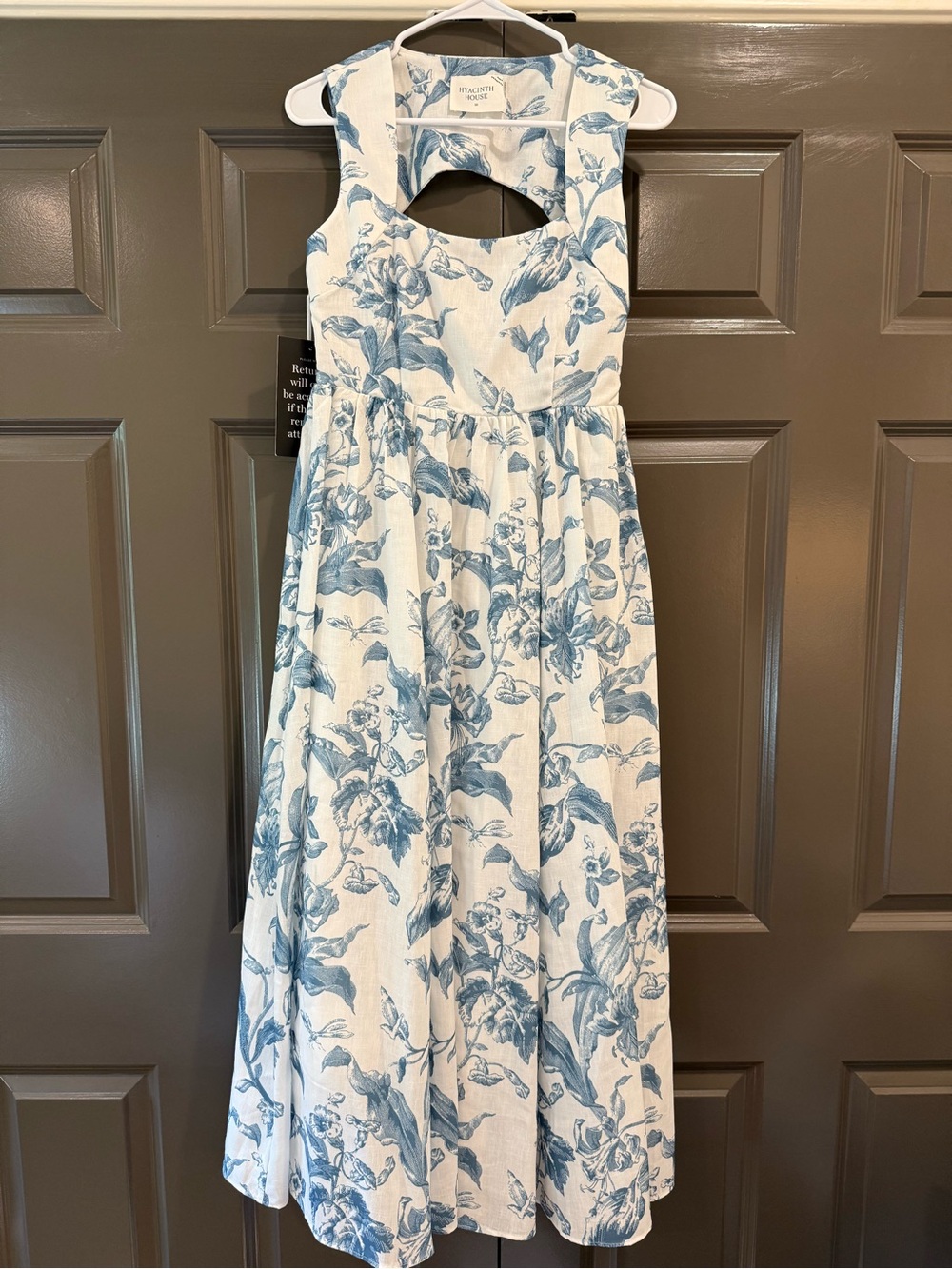Tuckernuck White and Blue Floral Cutout Maxi Dress NWT
